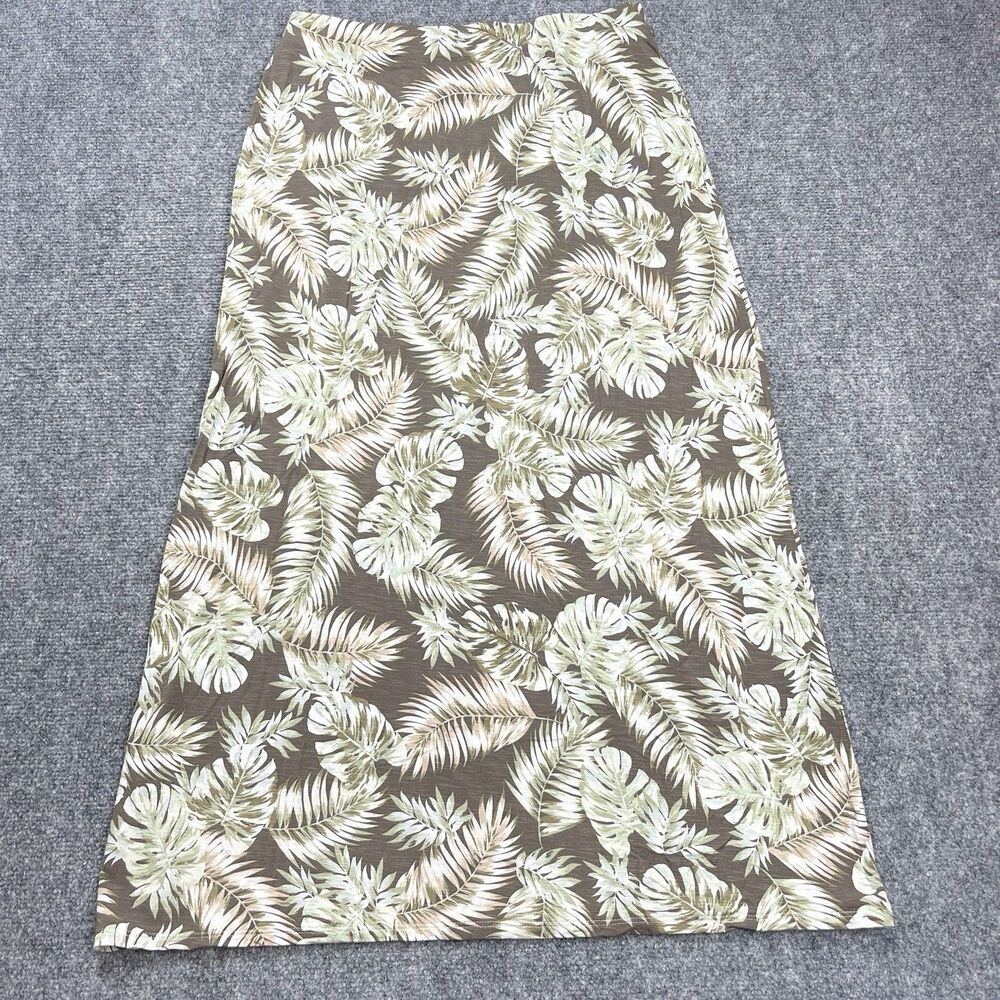 J Jill A Line Printed Maxi Skirt Womens XS Cheerful Palms Pull On Stretch Knit - Picture 1 of 7